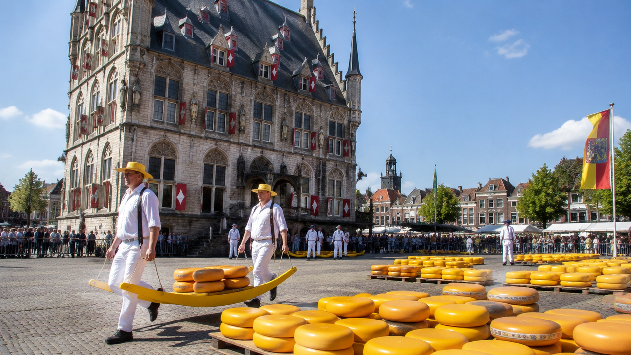 De markt van Gouda, thuis van de kaasmarkt
